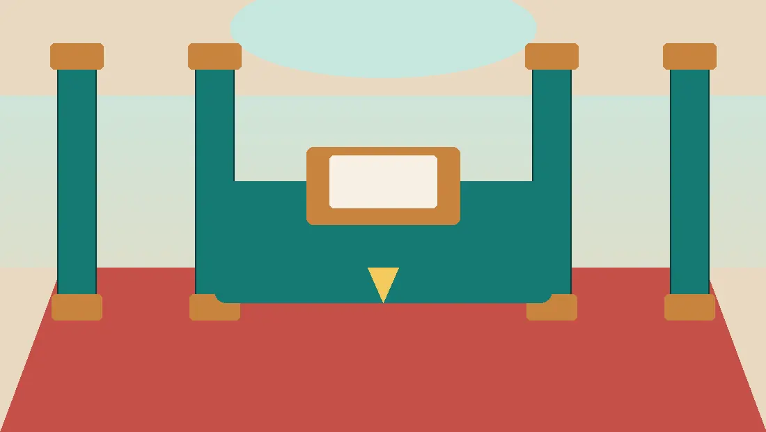 Cartoon palace login salon with a concierge terminal